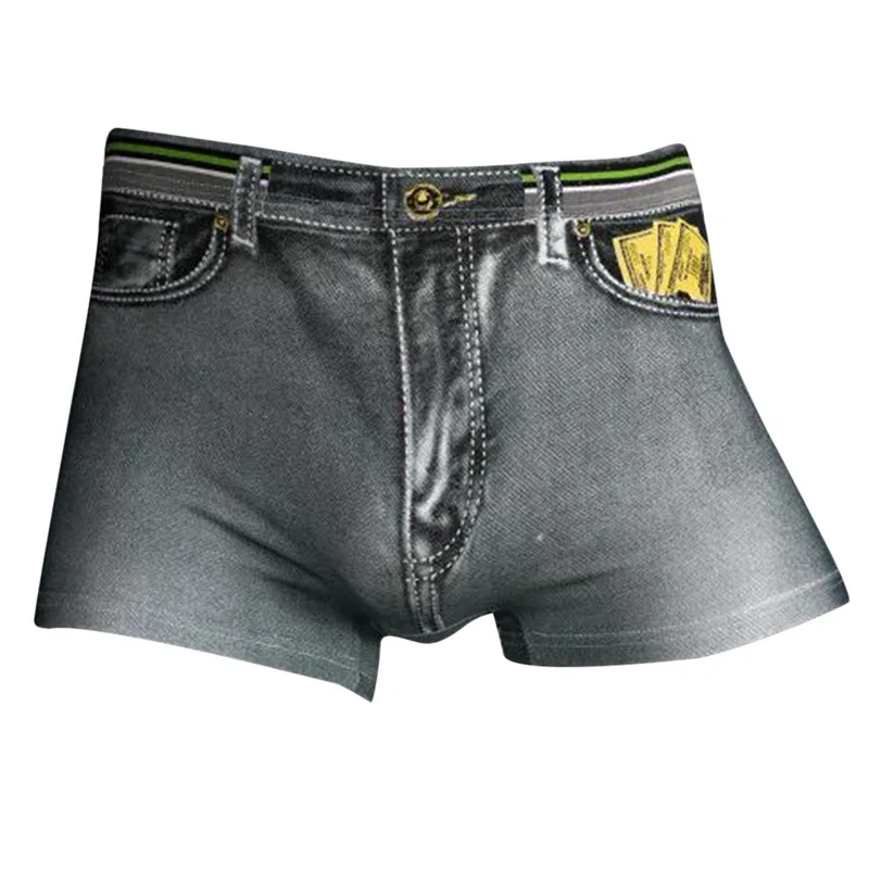 

Men Boxer Denim Breathable Men's Cotton Shorts Plus Size High Elastic Boxers Male Jeans Printed Man Soft Thin Underwear