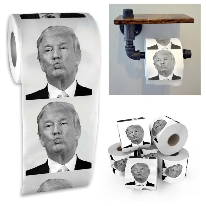 Забавный розыгрыш Туалетная рулонная бумага Новинка Туалетная бумага с рисунком 1 рулон 2-х слойный принтом в виде доллара Трамп узор английский узор