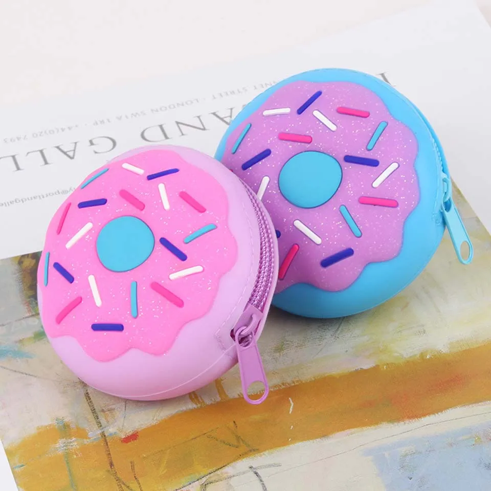 

Luxury Cute Cartoon Donut Cake Silicone Jelly Change Bag Keys Pouch Coin Purses Women Purse Earphone Bag Wallet Kids Wallets