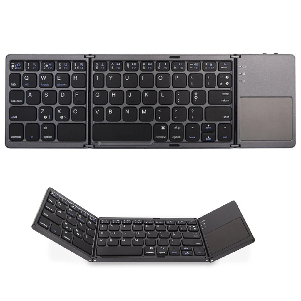 

B033 Portable Twice Folding Bluetooth Keyboard BT Wireless Foldable Touchpad Keypad for IOS/Android/Windows ipad Tablet
