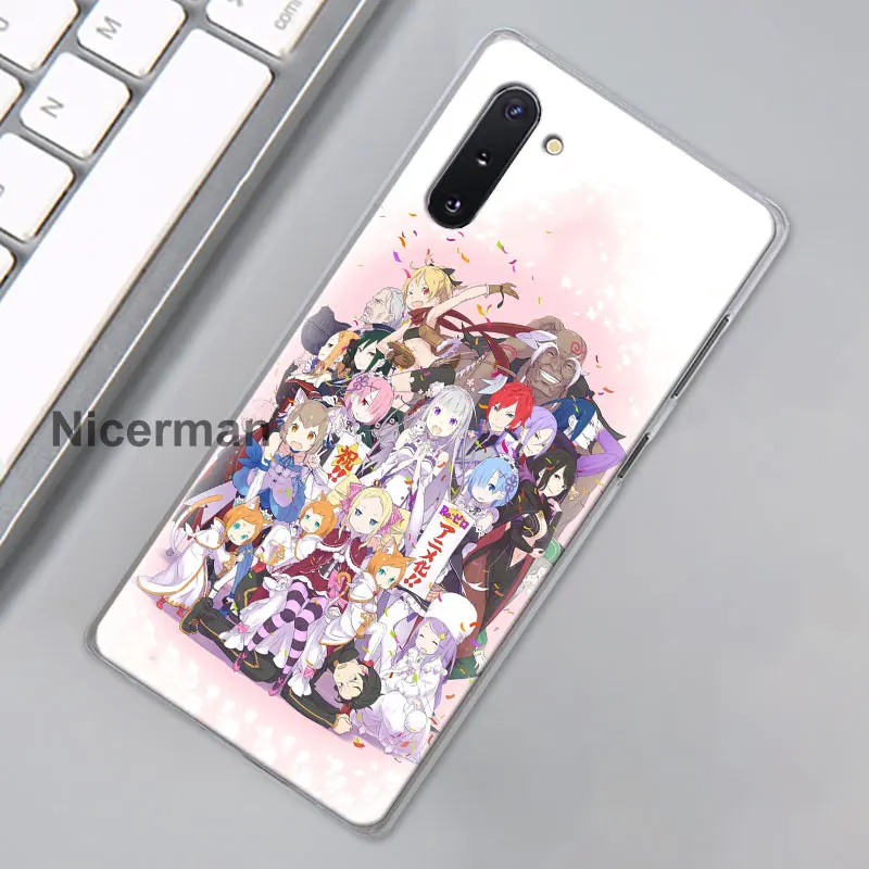 Горячие аниме ReZERO в другом мире телефонные чехлы для samsung Galaxy Note 10 Plus(5G) Note 8 9 10 S10e S10 S8 S9 Plus жесткий чехол