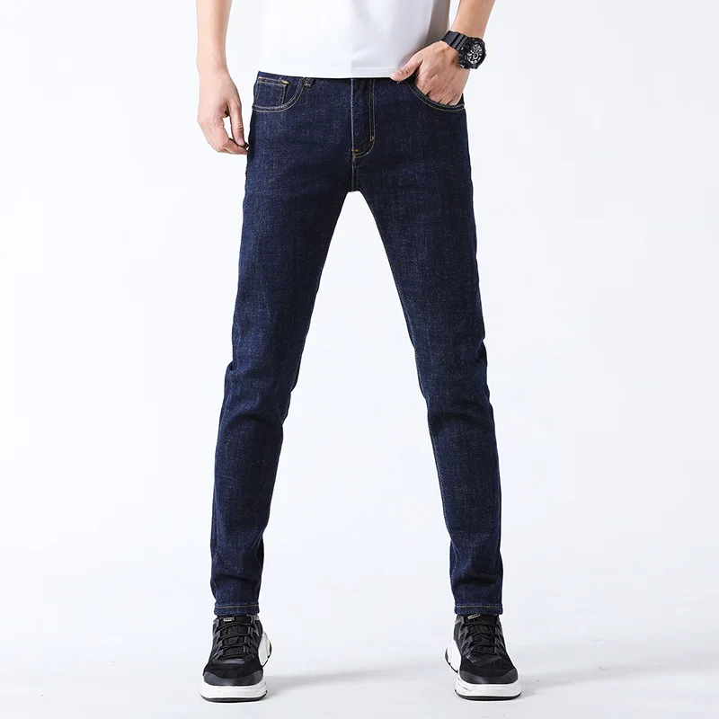 Slim Fit Брюки Джинсы Для Мужчин's Весна стиль эластичность Повседневное корейско-Стиль тренд Для мужчин брюки больших размеров 513