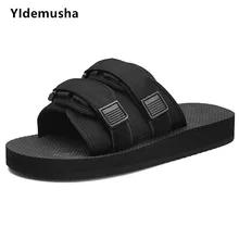 Летние мужские шлепанцы; сандалии на плоской подошве; повседневные пляжные вьетнамки для влюбленных; Мужская обувь; нескользящие домашние тапочки; большой размер 46