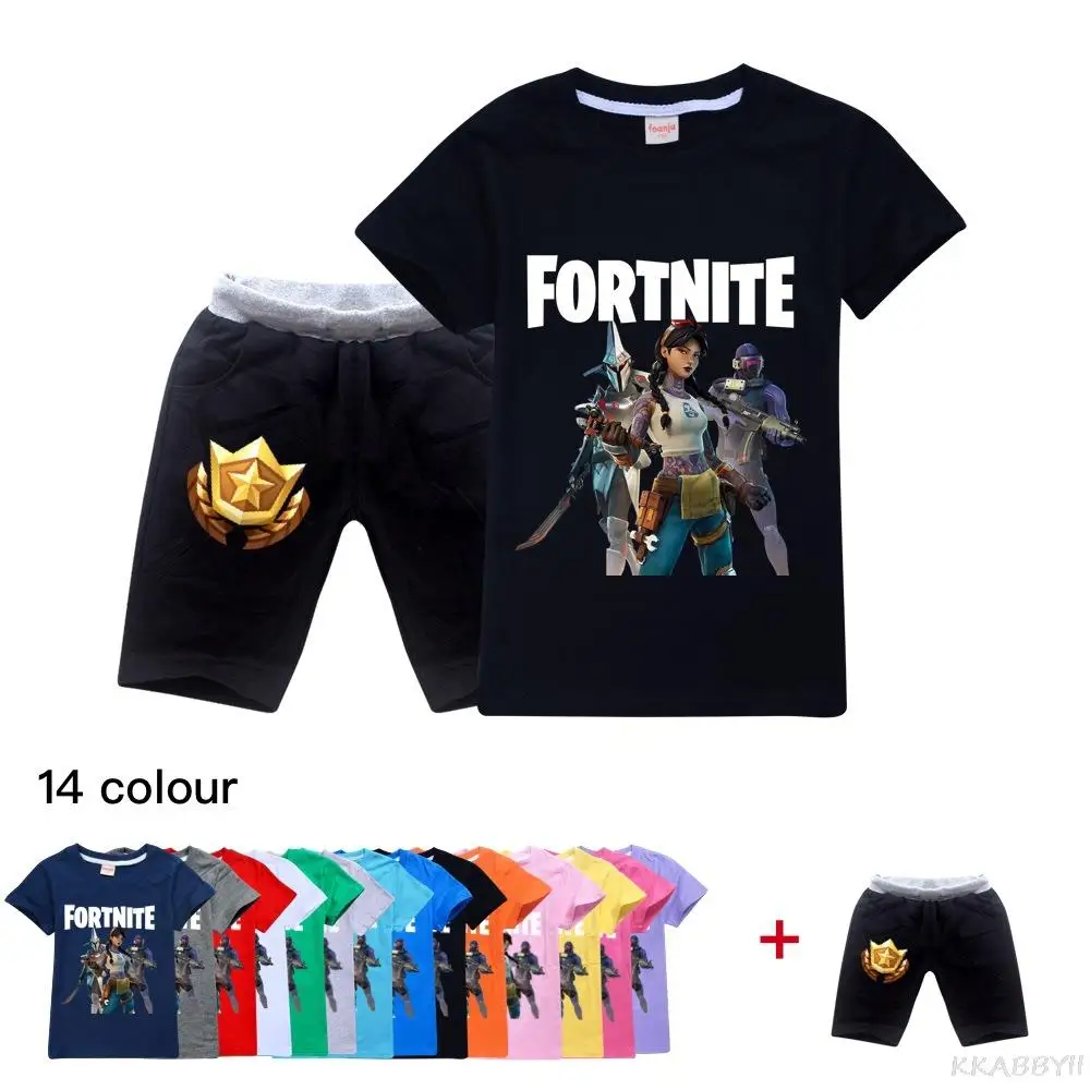 Комплект одежды для мальчиков Fortnites летние детские штаны футболка Мультяшные