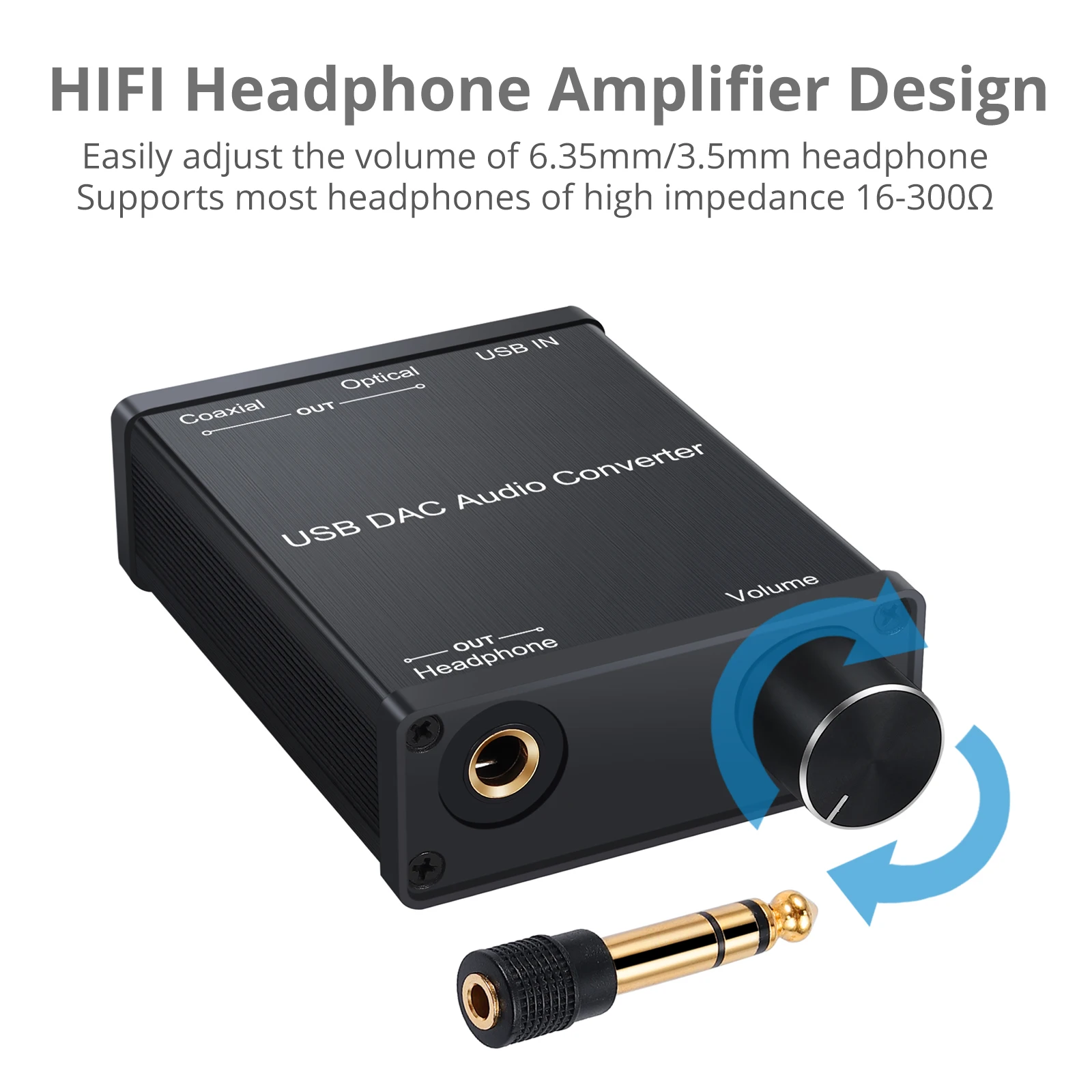 PROZOR USB DAC Audio Converter Adapter with Headphone Amplifier USB to Coaxial S PDIF Digital to Analog 6 35mm Audio Sound Card