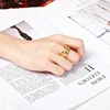 Stainless Steel Shiny Rhinestone Ring For Women Fashion Luxury Gold Color Wedding Band Jewelry Accessories 3