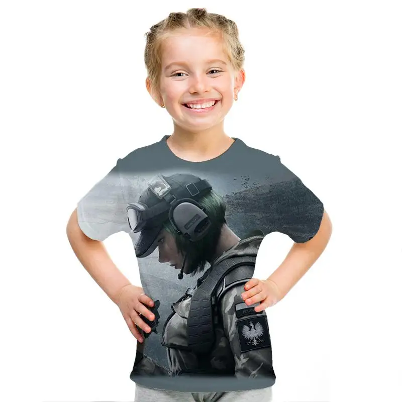 Men/Girls Tops Short Sleeve T-Shirt Video Game 3D Print Children's T-Shirt Battlefield 2 pattern print children's t-shirt