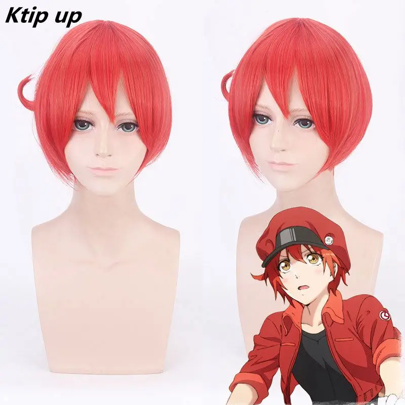 

Ktip Up New Cells At Work Cosplay Wig Erythrocyte Red Blood Cell Neutrophil Platelet Synthetic Hataraku Saibou Cosplay Wigs