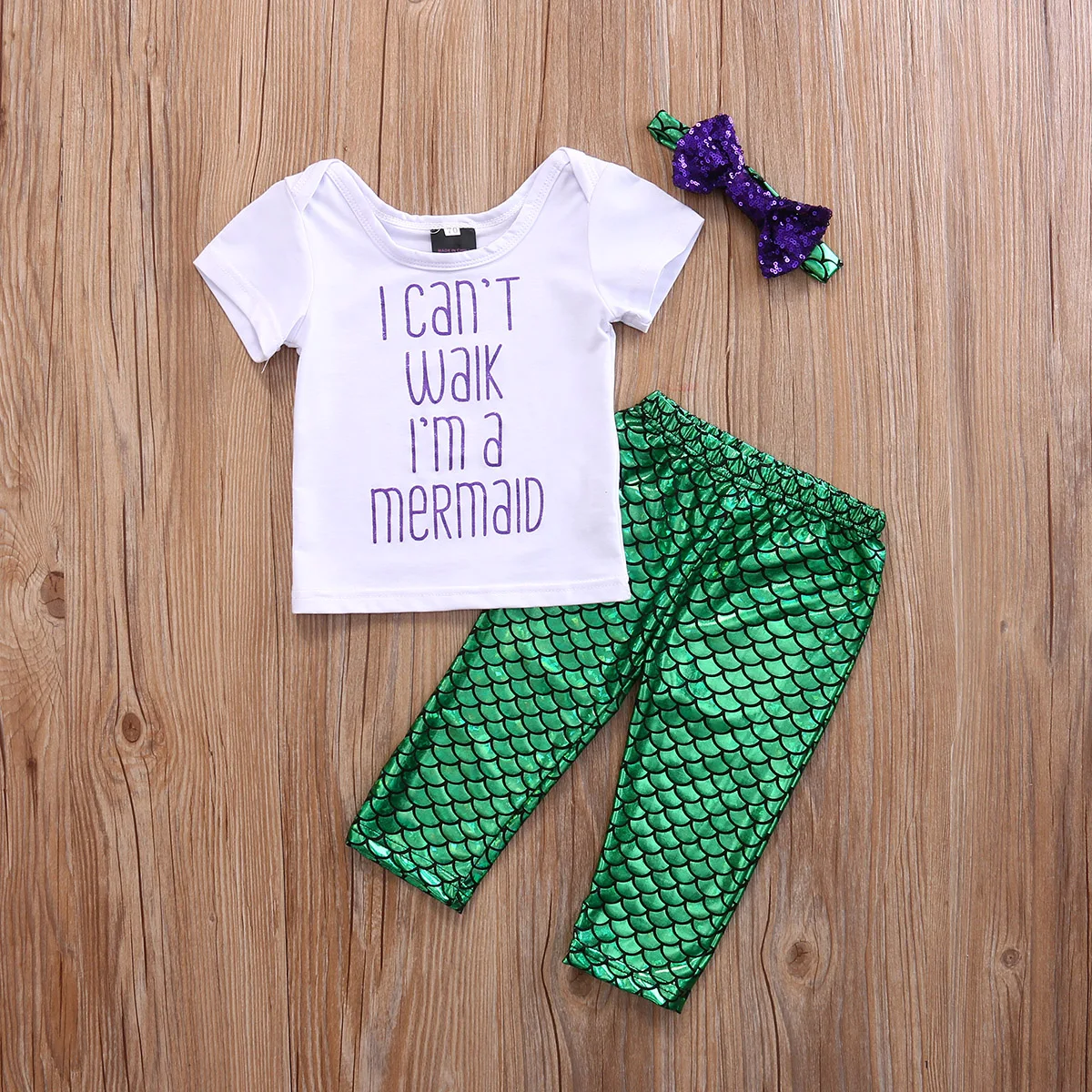 Baby Girls Leggings And T Shirt Set Mermaid Ombre Glitter Detail 6-12 month 