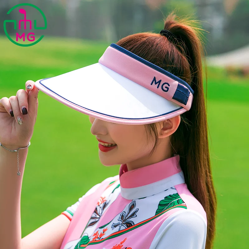 Mg Golf Women Embroidery Ball Cap Summer Sunscreen Empty Top Hat Sunhat Ladies Travelable Sports