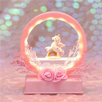 

Unicorn Table Centerpieces Pink Round Inside Unicorn Music Box with Led Light Unicorn Birthday Gift for Girlfriend Present Girls