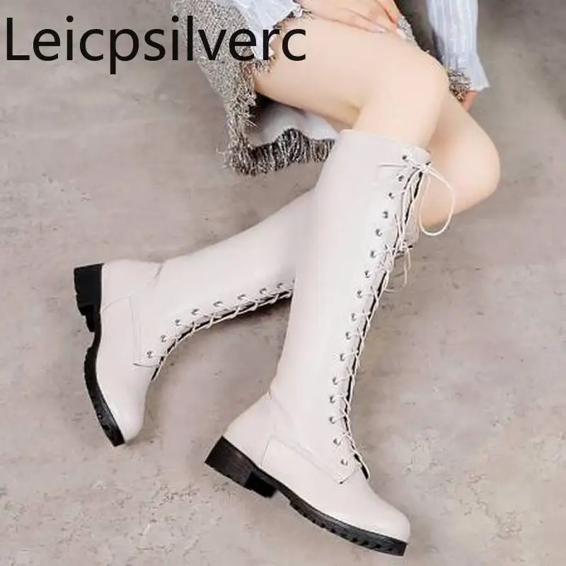 Women's Boots Autumn And Winter The New Fashion Round Head Laceup