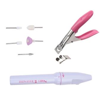 

2Pcs Tools: 1 Pcs Acrylic UV Gel False Nail Tip Clipper Cutter & 1 Pcs 5 Bits Electric Manicure Nail Drill File Grinder