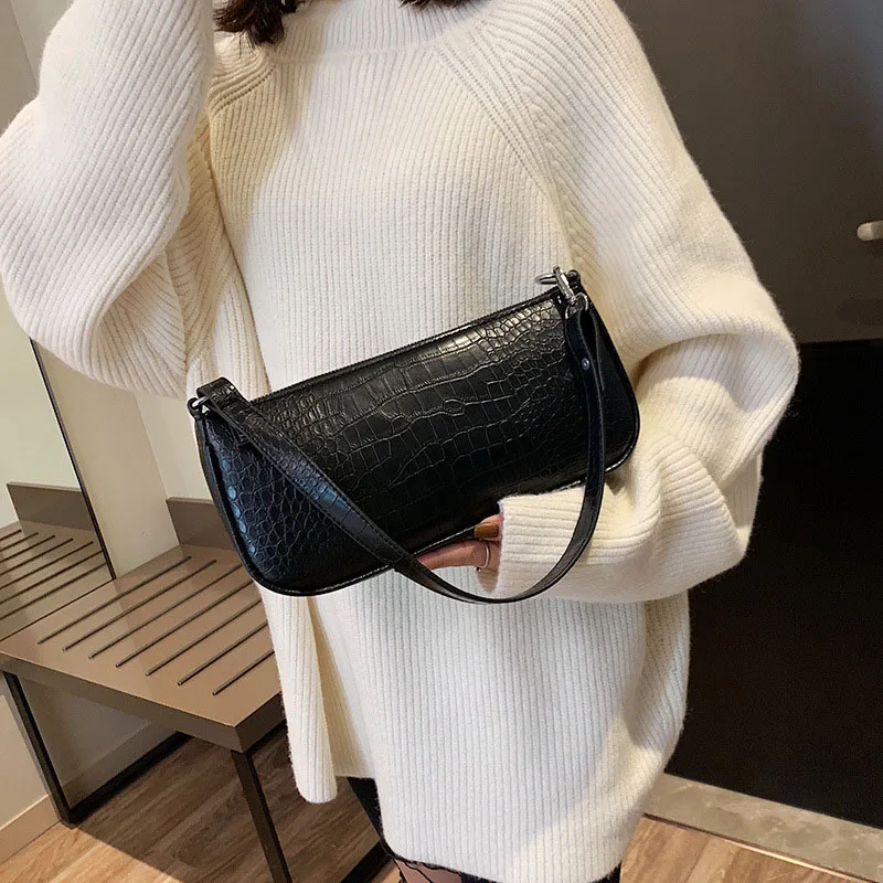 

Retro Alligator Pattern Women Messenger Handbags Casual Solid Shoulder Bags for women 2019 Split Retro Crocodile Bolsas
