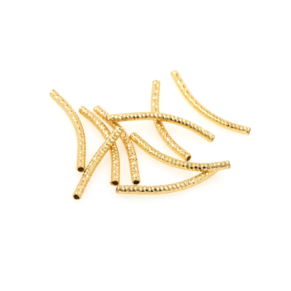 

10PCS Long Copper Curved Tube Beads for DIY Handmade Accessories For Jewelry Making