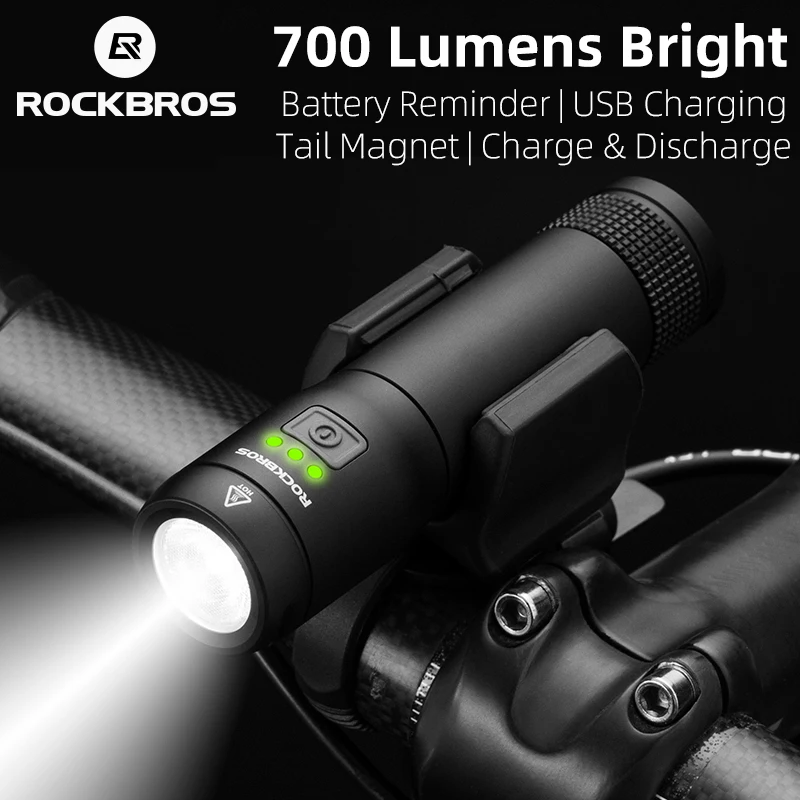 ROCKBROS 700 люмен велосипедный светильник USB Перезаряжаемый 2600 мАч водонепроницаемый