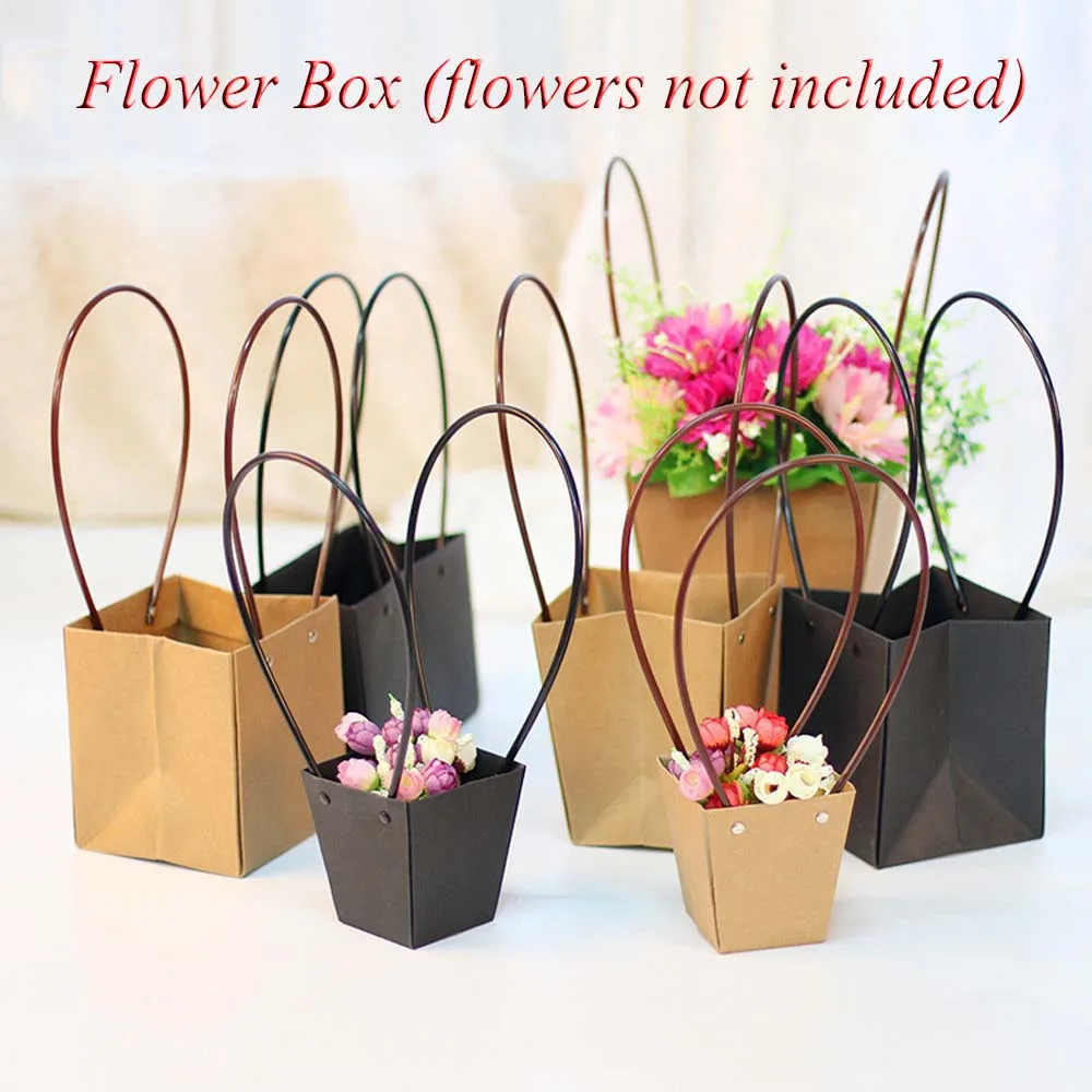 

1PC Paper Bags Flower Box with Handle Waterproof Bouquet Florist Gift Packing Box Valentine's Day Rose Boxes Party Decoration