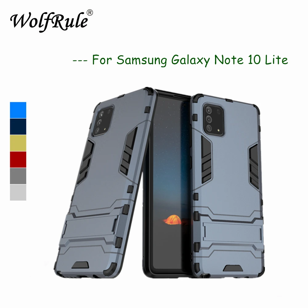Чехол для Samsung Galaxy Note10 Lite мягкий резиновый + пластиковый чехол с подставкой