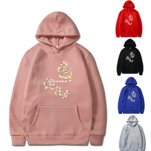 Moletom com capuz masculino tendência pulôver estudante primavera outono manga longa grande bolso hoodies flor printtop casal harajuku masculino