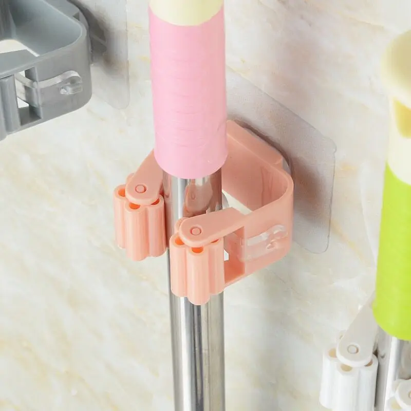 Wall Mounted Mop Organizer Holder Brush Broom Hanger Home Storage Rack Bathroom Suction Hanging Pipe Hooks Household Tools