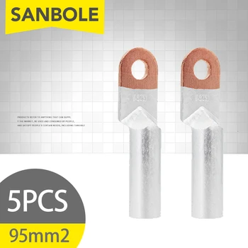 

5pcs Splice Aluminum Nose Copper 95mm2 Wiring Compression Bimetal Terminal Connector Lug Cable 95 Square DTL-95