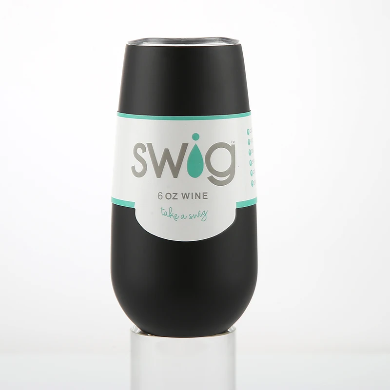 B-6oz 6oz 9oz Camo с крышками Swig винный бокал для шампанского пива Termos Stemless флейта из нержавеющей СВИГ стакан вакуумная фляга-термос с изоляцией - Цвет: B-6oz