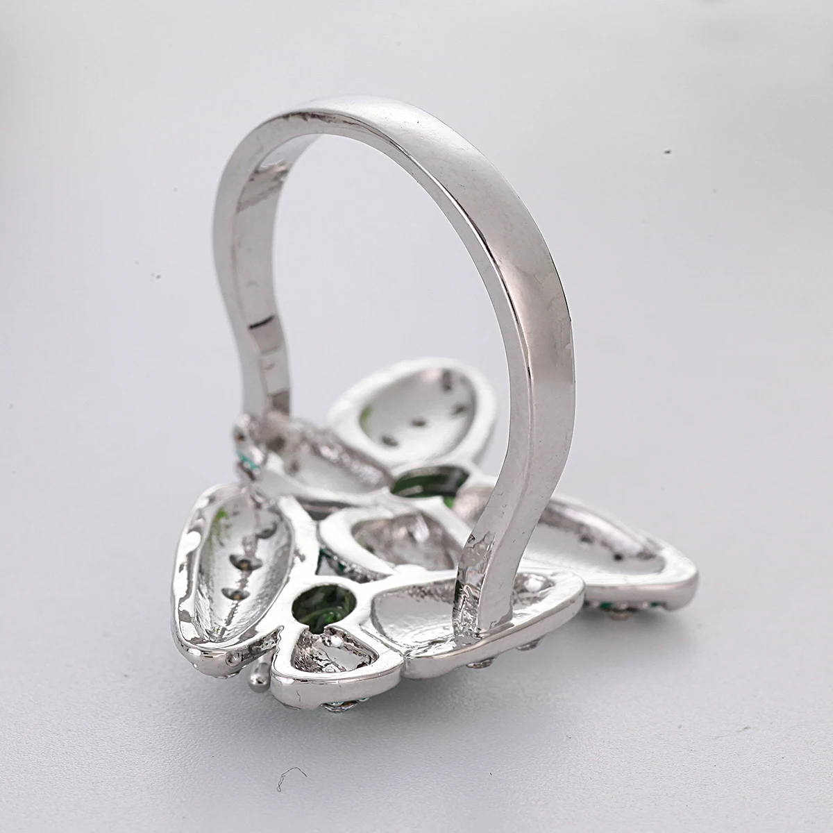 Кольцо с зеленым камнем для вечеринки кольцо серебряного цвета бабочкой Женские