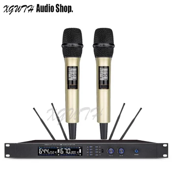 

UHF Wireless True Diversity Microphone System Dual Channel UHF Digital LED Dynamic 2 Handheld Mic Karaoke Stage Equipment DJ Mic