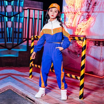 

New Jazz Dance Costume For Girls Modern Street Dancing Clohtes One Pieces Tops/Pants Children Hip Hop Performance Wear DWY2697