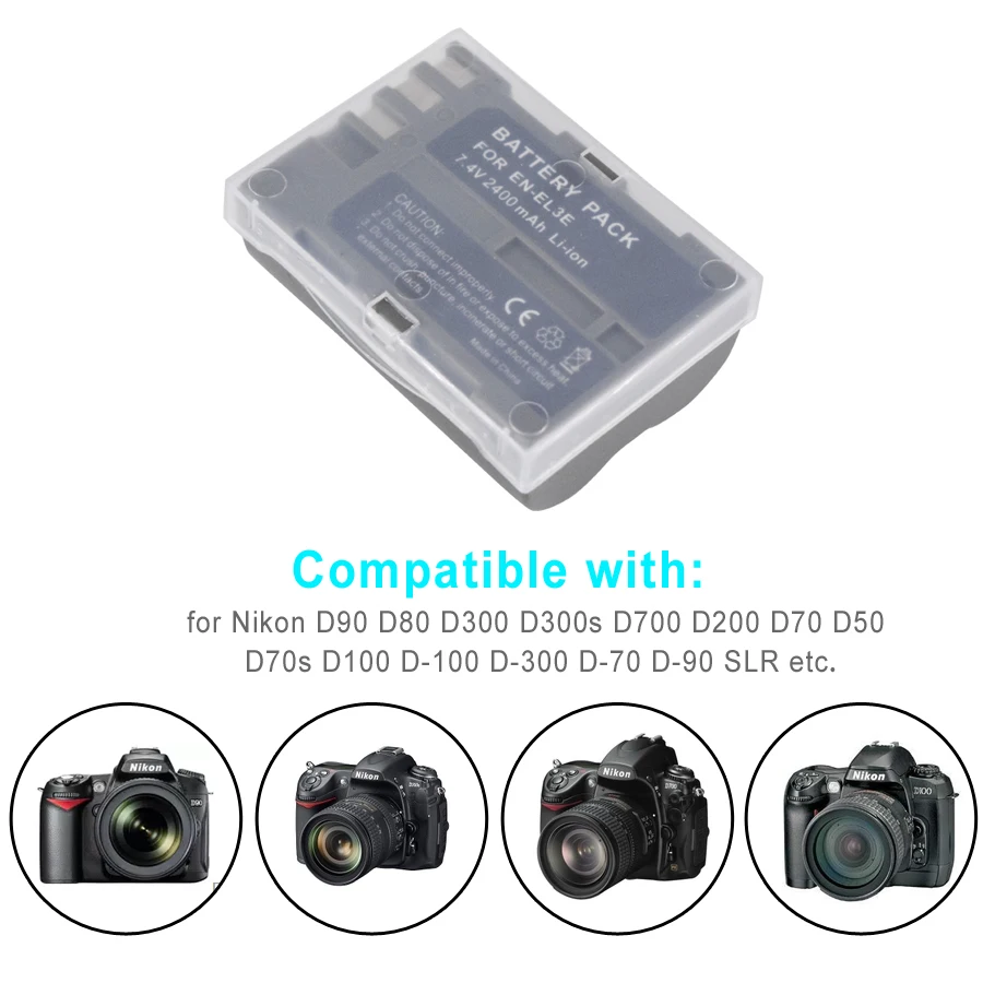 PALO 2400 мА/ч, EN-EL3E ENEL3E Камера Батарея пакет для Nikon D90 D80 D300 D300s D700 D200 D70 D50 D70s D100 D-100 D-300 D-70 D-90