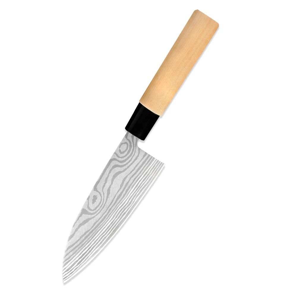 B.chef knife XYj, 5 шт., набор кухонных ножей из нержавеющей стали, японский стиль, дамасский узор, лезвие 9 дюймов, сашими, шеф-повара, нож сантоку, инструменты для суши, мяса - Цвет: B.chef knife