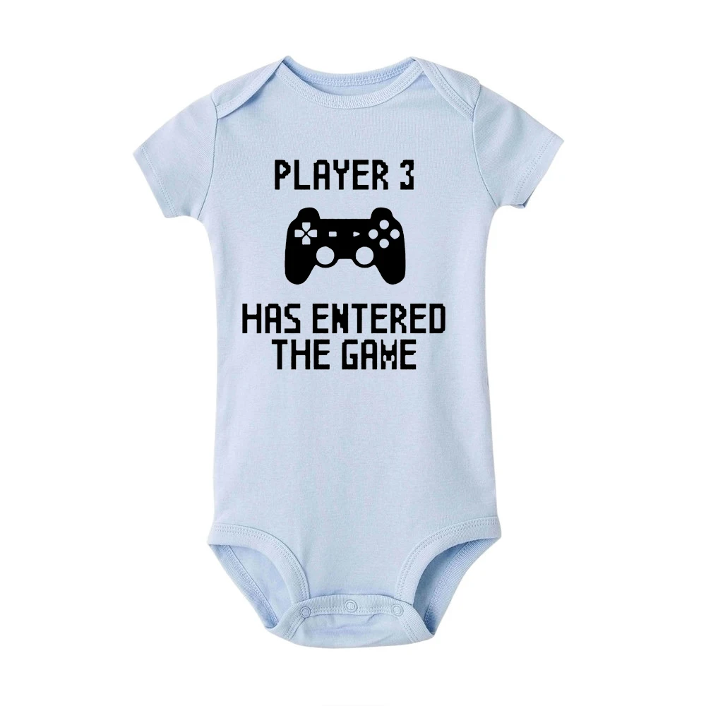 Funny Infant Baby Romper Player 3 Has Entered The Game Print Short Sleeved Newborn Clothes Toddler Boy Girl Jumpsuit cotton romper,cowboy rompers