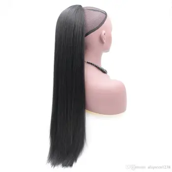 

LM Ponytail Drawstring Straight Ribbon Ponytails Clip in Hair Extensions 55cm,22" Pony Tail Horsetail Synthetic Hairpieces
