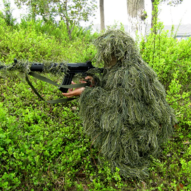 Лесной дизайн камуфляж Ghillie костюм Тип Травы охотничья одежда, yowie Снайпер 3D bionic Камуфляж костюм