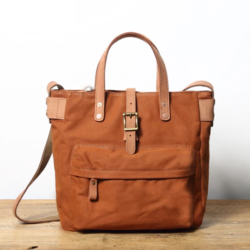 

Premium Canvas Cotton Shoulder bag , High quality crossbody bags with premium genuine leather handle for women /men