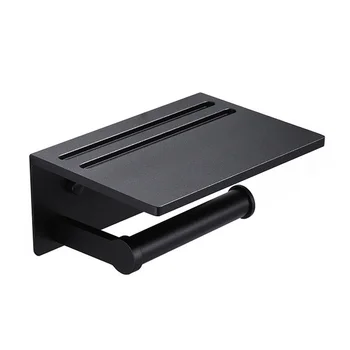 

Toilet Paper Holder with Shelf Wall-Mounted Toilet Paper Holder with Cell Phone Holder Suitable for Modern Bathrooms