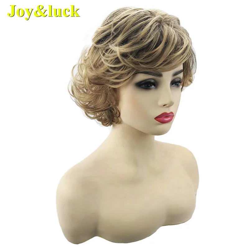 Женские парики Joy & luck синтетические короткие волнистые светлые смешанные
