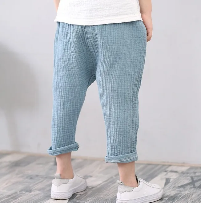 

2019 Children New Style Casual Medium-small BOY'S Anti Mosquito Pants Summer Thin Section Cotton Linen Girls Harem Capri Pants