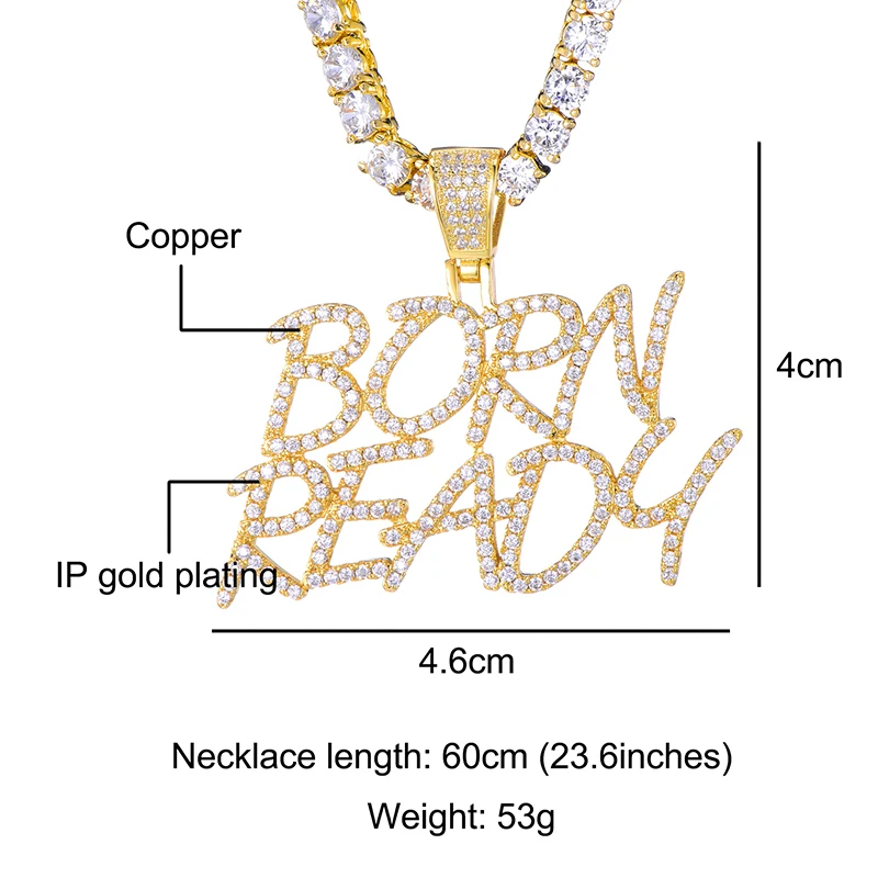US7 Bling Iced Out Born готовый кулон и ожерелья микро проложили CZ Ожерелье для мужчин хип хоп ювелирные изделия