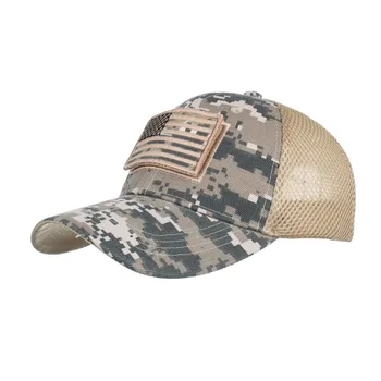 Tactical Camouflage Baseball Caps Men Breathable lMesh Caps Constructed Trucker Cap Hats With USA Flag Patches 2