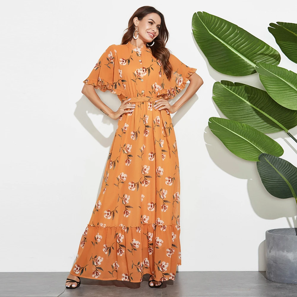 Half sleeve sleeve maxi dress Clearance