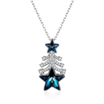 

Snowflake Star Christmas Tree Pendant LEKANI Crystals From Swarovski Necklace 925 Sterling Silver Mother Day Gifts Women Jewelry