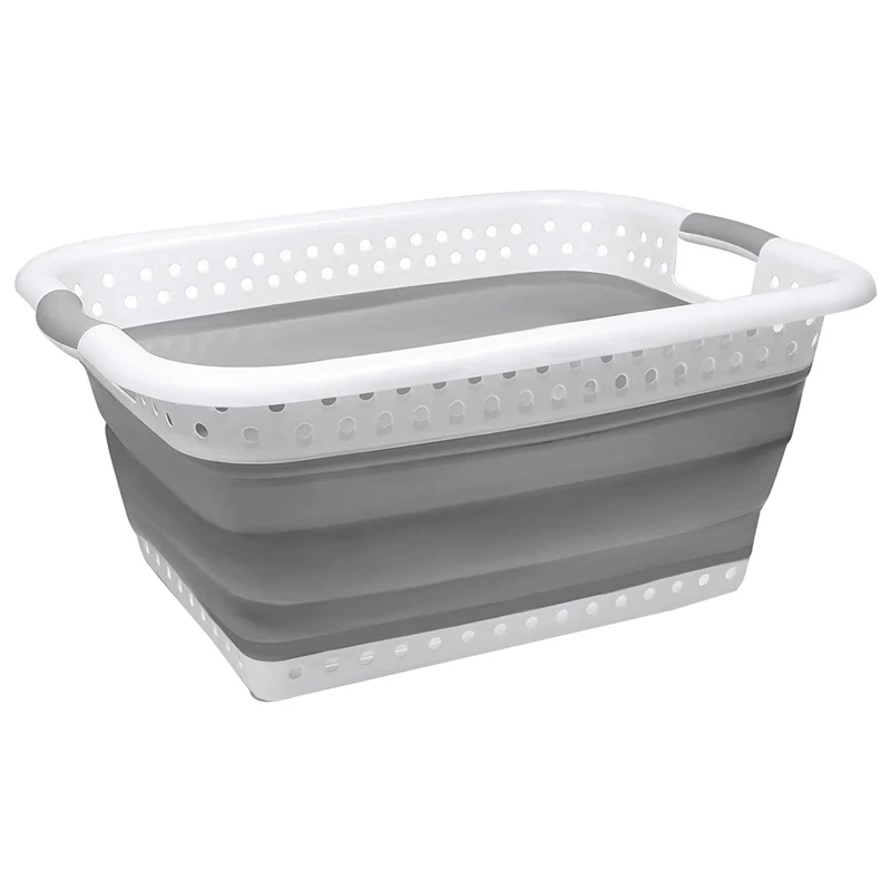 

Collapsible Laundry Basket - Foldable Pop-Up Storage Container - Square Space Saving Organizer- Portable PP+TPR Laundry Basket w