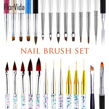 

FlorVida Nail Art Brushes Set with Cap For Gel Polish 3D Ombre Lines Pen Kolinsky Sable Acrylic Brush For Nails Manicure Tools