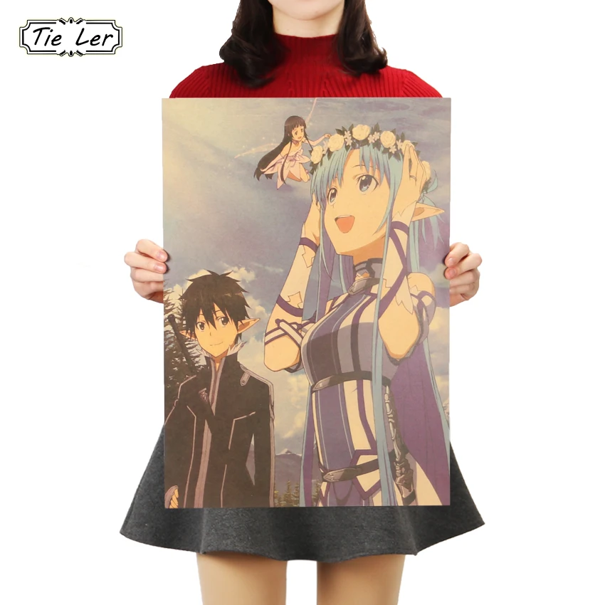 Sword Art Online A Style Japanese Cartoon Comic Kraft Paper Bars Cafe Poster Retro Decor Painting Wall Sticker 51x36cm Sword Art Online A Style Japanese Cartoon Comic Kraft Paper Bars Cafe Poster Retro Decor Painting Wall Sticker 51x36cm