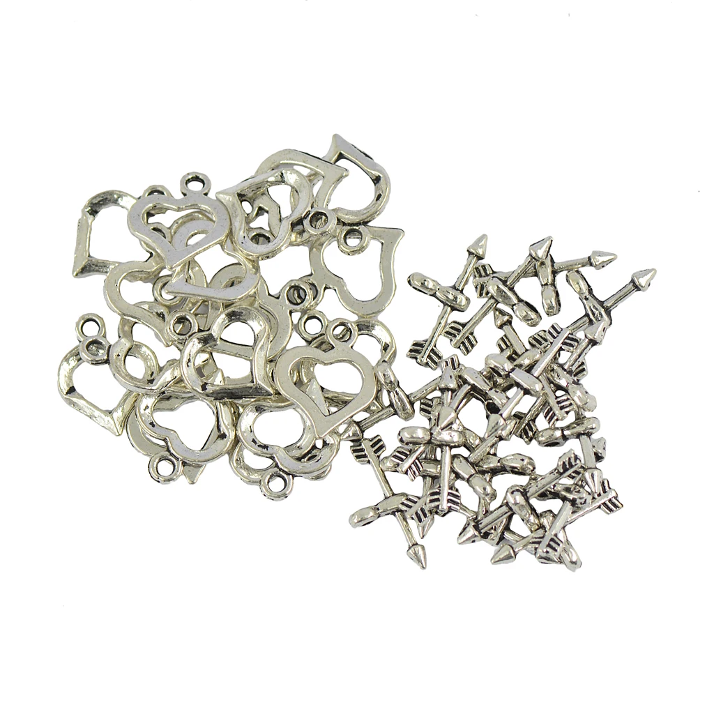 50Sets Tibetan silver color Cupids ARROW Heart Toggle Clasps Connector Jewelry DIY