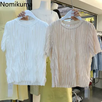 

Nomikuma Elegant O Neck Short Sleeve T Shirt Women Solid Color Casual Loose Tshirts Lady 2020 Summer Tops Tee New Arrival 3b155