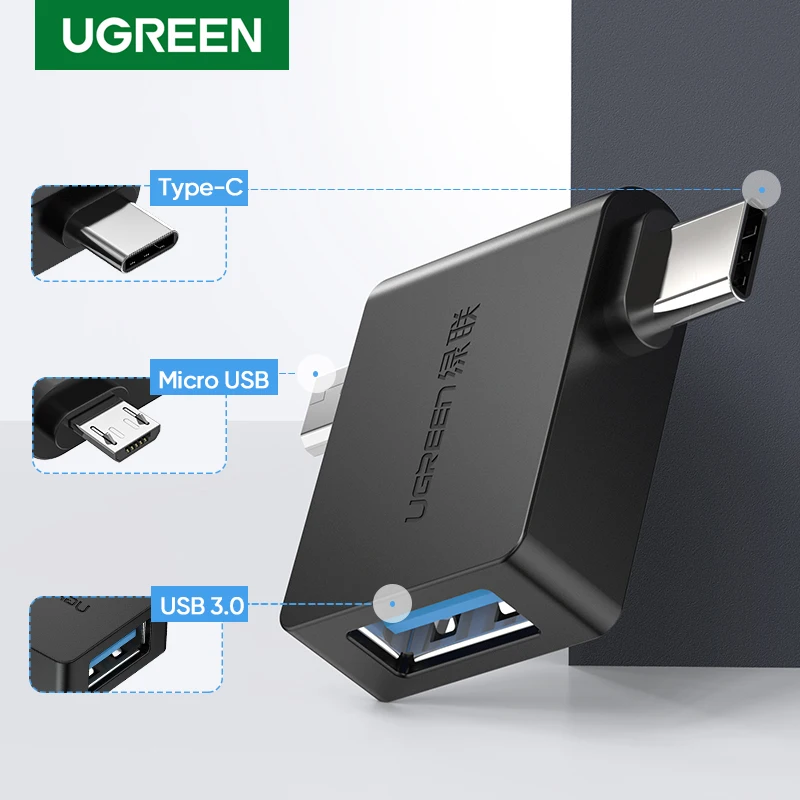 Адаптер Ugreen OTG 2 в 1 с Micro USB Type C на 3 0 адаптер для Samsung Galaxy S10 Macbook Huawei|Переходники и