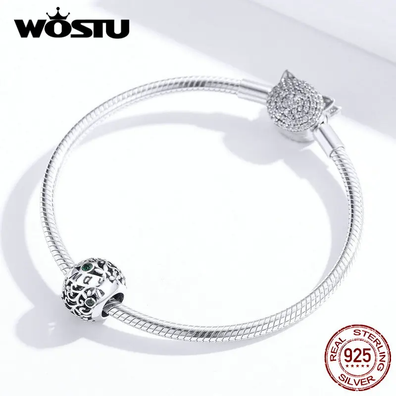 WOSTU настоящий серебряные бусины 925 пробы подходит браслет кулон с камнем рождения браслет может Ювелирное Украшение на день рождения