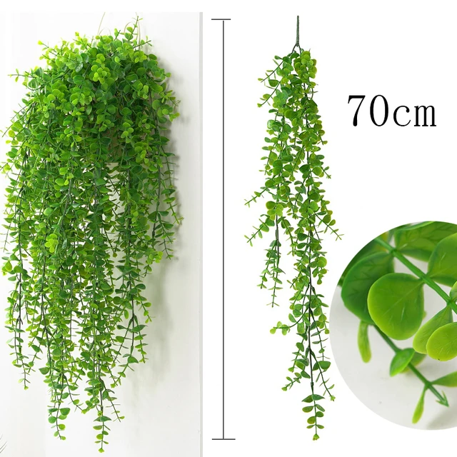 Artificial Plant Vines Wall Hanging Rattan Leaves Branches Outdoor Garden Home Decoration Plastic Fake Silk Leaf Green Plant Ivy J